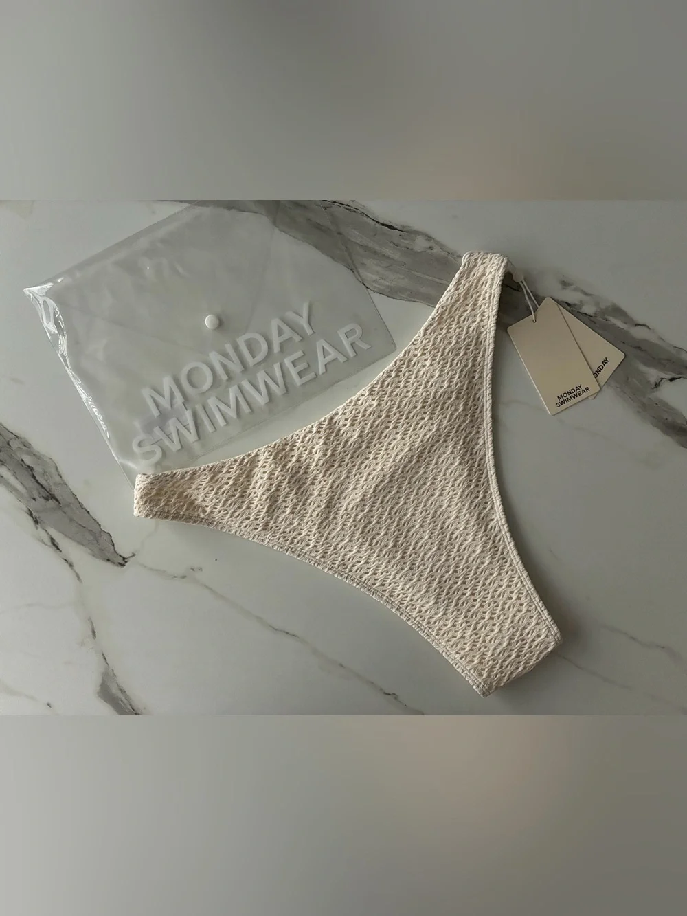 Monday Swimwear Ivory Crochet Cream Tamarama Bikini Bottom V XL
